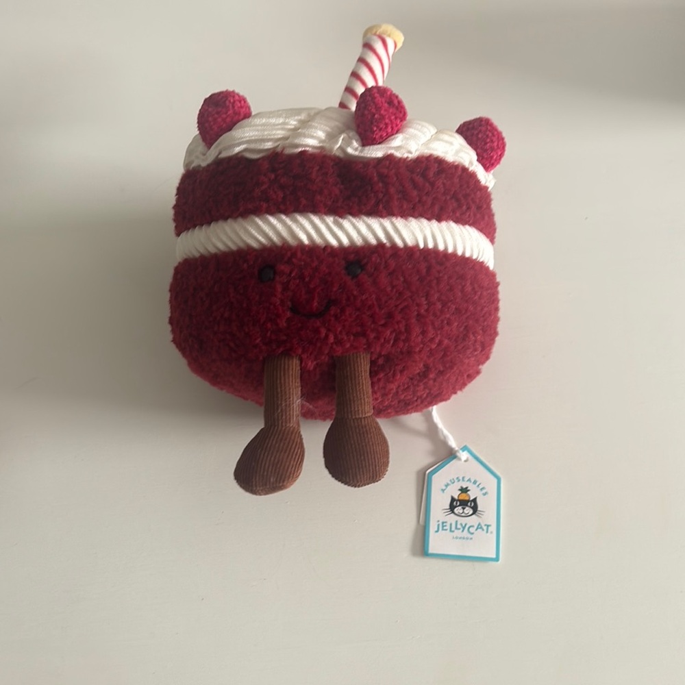 Jellycat Red and White Stuffed Animal with Candy Cane Pattern